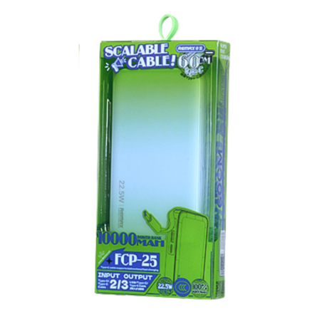 Power Bank à Charge Rapide 22.5W avec Câble Type-C Télescopique 10000mAh FCP-25 REMAX - Bleu — REMAX · Smarty Paris 18e